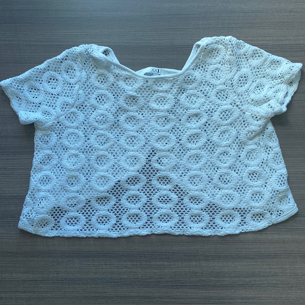 cropped white top cover-up